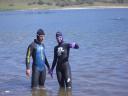 Creatures from the Black Lagoon getting ready to swim in a COLD Lake San Antonio